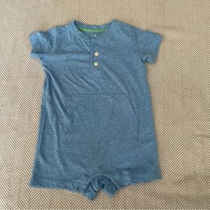 Primary boys Henley romper heather blue 12-18 months